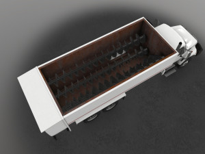 box mixer truck international 7400 3D Model