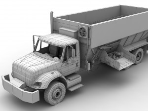 box mixer truck international 7400 3D Model