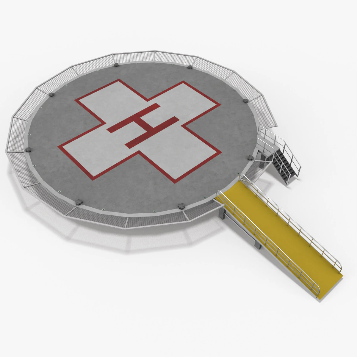 Helipad Hospital --320-- 3D Model .c4d .max .obj .3ds .fbx .stl .blend 