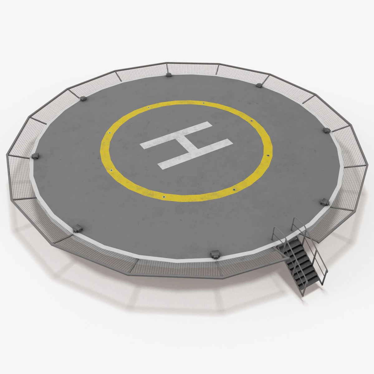 Helipad Round --321-- 3D Model .c4d .max .obj .3ds .fbx .stl .blend 