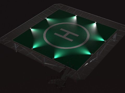 直升机停机坪广场--322-- 3D 模型