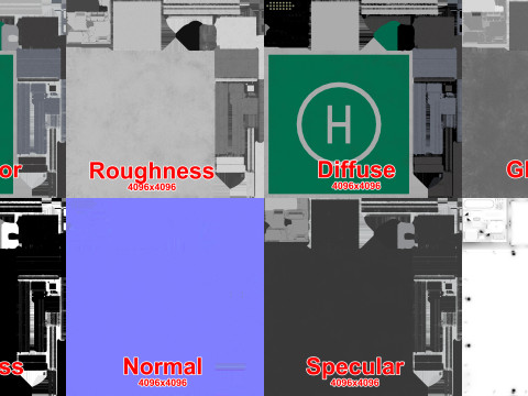 直升机停机坪广场--322-- 3D 模型