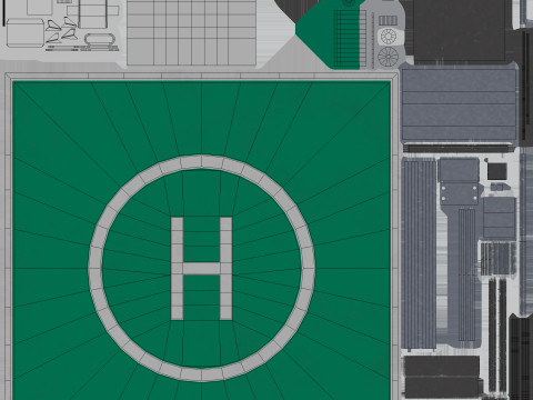 直升机停机坪广场--322-- 3D 模型