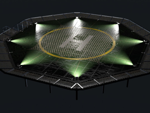 Вертолетная площадка с сеткой --323-- 3D Модель