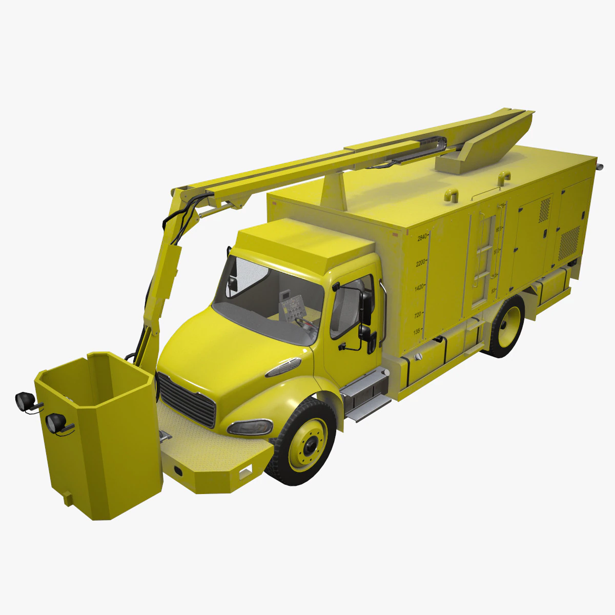 Aircraft Deicer Truck Yellow --346-- 3D Model .c4d .max .obj .3ds .fbx .stl .blend