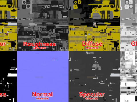 Uçak Buz Çözücü Kamyon Sarı --346-- 3D Model