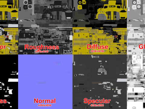 Flugzeug-Enteisungs-LKW-Gelb --347-- 3D Modell