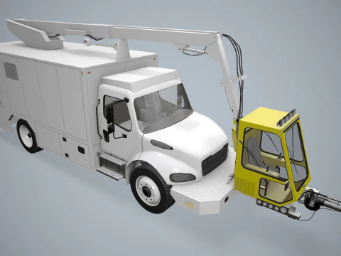 Truk Deicer Pesawat Putih --348-- Model 3D