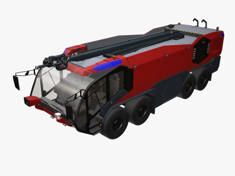 Truk Pemadam Kebakaran Bandara 8x8 Merah --371-- Model 3D