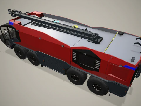 空港消防車 8x8 レッド --371-- 3Dモデル