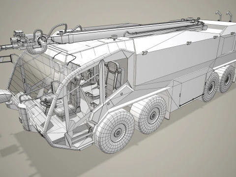 空港消防車 8x8 レッド --371-- 3Dモデル