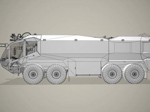 空港消防車 8x8 レッド --371-- 3Dモデル