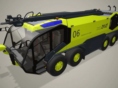 Airport Fire Truck 8x8 Lisbon --372-- 3D Model