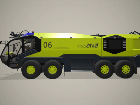 Airport Fire Truck 8x8 Lisbon --372-- 3D Model