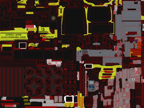 Airport Fire Truck 6x6 Atlanta --375-- 3D Model