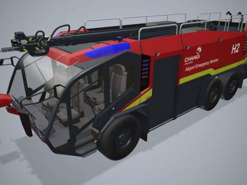 Truk Pemadam Kebakaran Bandara 6x6 Changi --376-- Model 3D