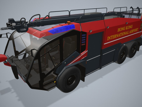 Caminh&atilde;o de bombeiros do aeroporto 6x6 Hong Kong --377-- Modelo 3D