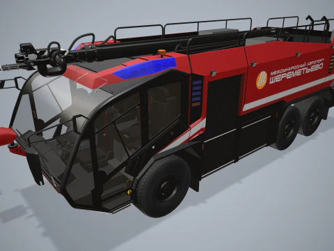 Airport Fire Truck 6x6 Moscow --378-- 3D Model