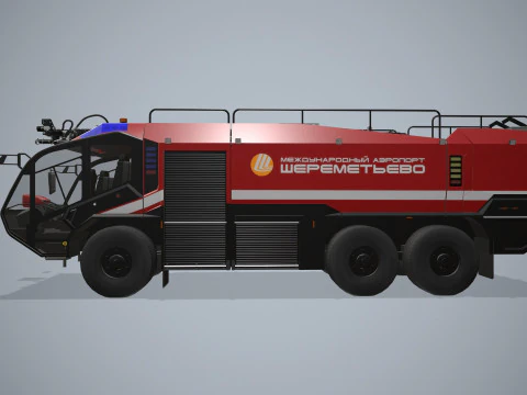 Airport Fire Truck 6x6 Moscow --378-- 3D Model