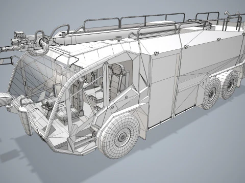 Airport Fire Truck 6x6 Prague --379-- 3D Model