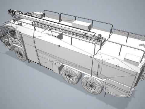 Airport Fire Truck 6x6 Prague --379-- 3D Model
