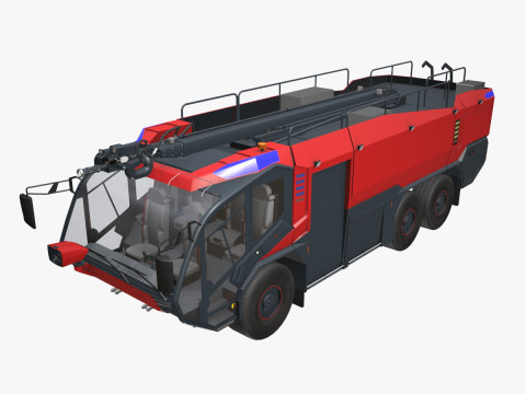 Lotniskowy wóz strażacki 6x6 czerwony --380-- Model 3D