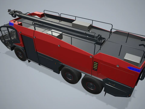 Airport Fire Truck 6x6 Red --380-- 3D Model