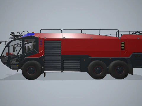 Airport Fire Truck 6x6 Red --380-- 3D Model