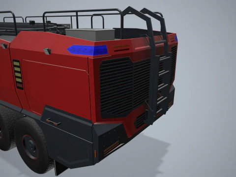 Airport Fire Truck 6x6 Red --380-- 3D Model