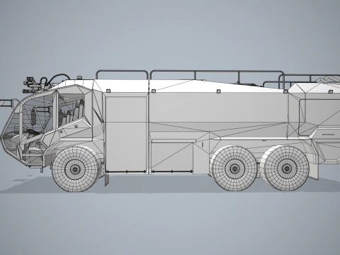 Airport Fire Truck 6x6 Red --380-- 3D Model