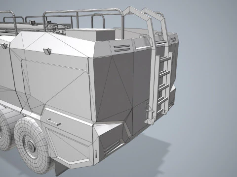 Airport Fire Truck 6x6 Red --380-- 3D Model
