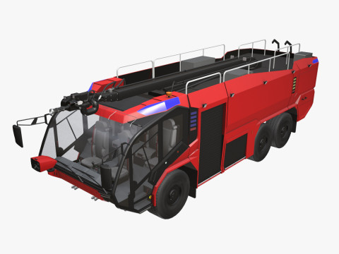 Lotniskowy wóz strażacki 6x6 czerwony --381-- Model 3D