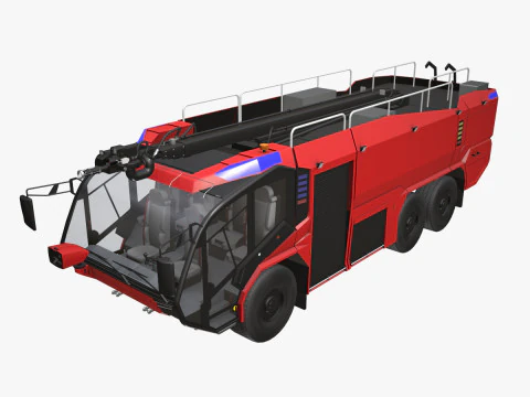 Пожарная машина для аэропорта 6x6 Красный --381-- 3D Модель