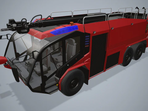 Airport Fire Truck 6x6 Red --381-- 3D Model