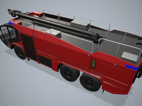 Truk Pemadam Kebakaran Bandara 6x6 Merah --381-- Model 3D