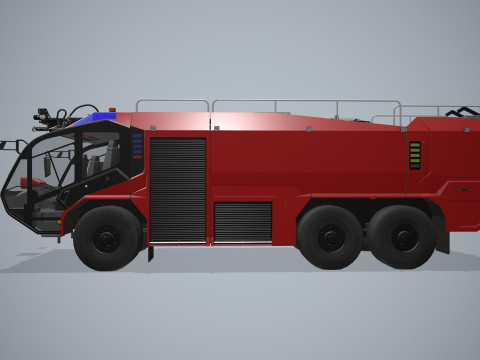 Truk Pemadam Kebakaran Bandara 6x6 Merah --381-- Model 3D