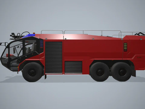 Airport Fire Truck 6x6 Red --381-- 3D Model