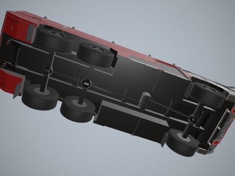 Truk Pemadam Kebakaran Bandara 6x6 Merah --381-- Model 3D