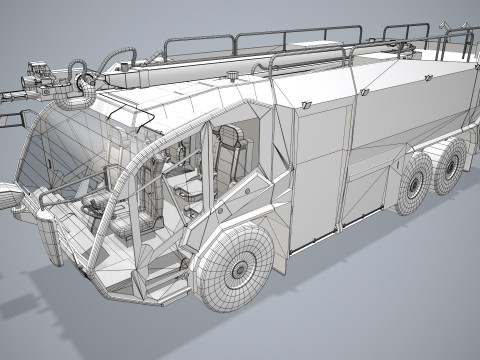 Truk Pemadam Kebakaran Bandara 6x6 Merah --381-- Model 3D