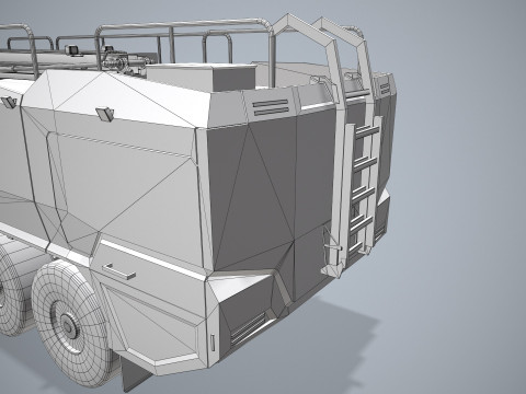 Truk Pemadam Kebakaran Bandara 6x6 Merah --381-- Model 3D