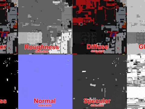 Truk Pemadam Kebakaran Bandara 6x6 Merah --381-- Model 3D