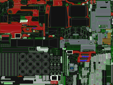 Truk Pemadam Kebakaran Bandara 6x6 Merah --381-- Model 3D