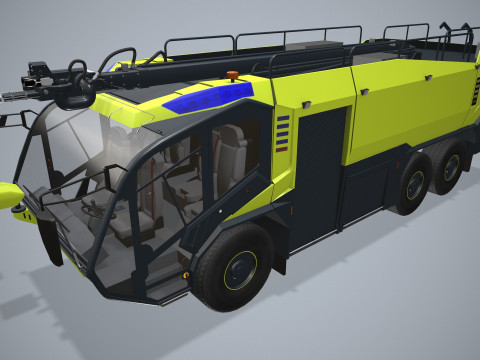 Truk Pemadam Kebakaran Bandara 6x6 Kuning --383-- Model 3D