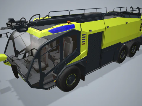 Airport Fire Truck 6x6 Yellow --383-- 3D Model