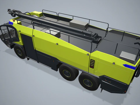Airport Fire Truck 6x6 Yellow --383-- 3D Model