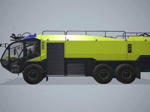 Airport Fire Truck 6x6 Yellow --383-- 3D Model