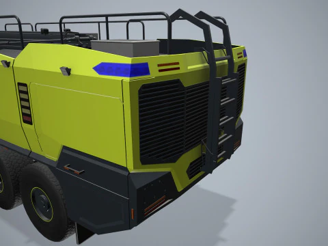 Airport Fire Truck 6x6 Yellow --383-- 3D Model