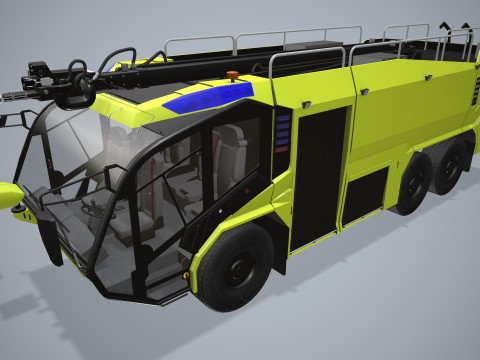 机场消防车 6x6 黄色 --384-- 3D 模型
