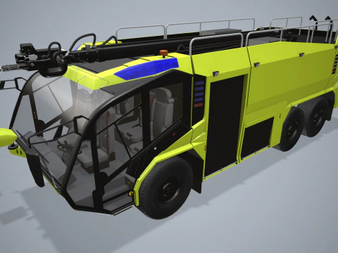 Airport Fire Truck 6x6 Yellow --384-- 3D Model
