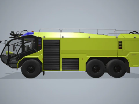Airport Fire Truck 6x6 Yellow --384-- 3D Model